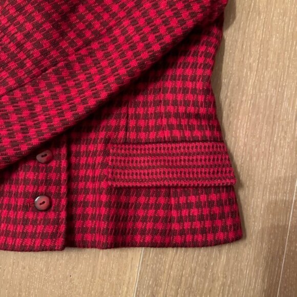 Rare Vintage Louis Féraud Red Houndstooth Jacket – Wool/Mohair – Made in Germany - Picture 15 of 15